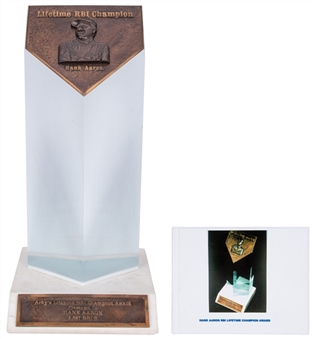 Hank Aaron MLB All Time RBI  Champion Award (Book Of Provenance) One of a Kind Historic Item